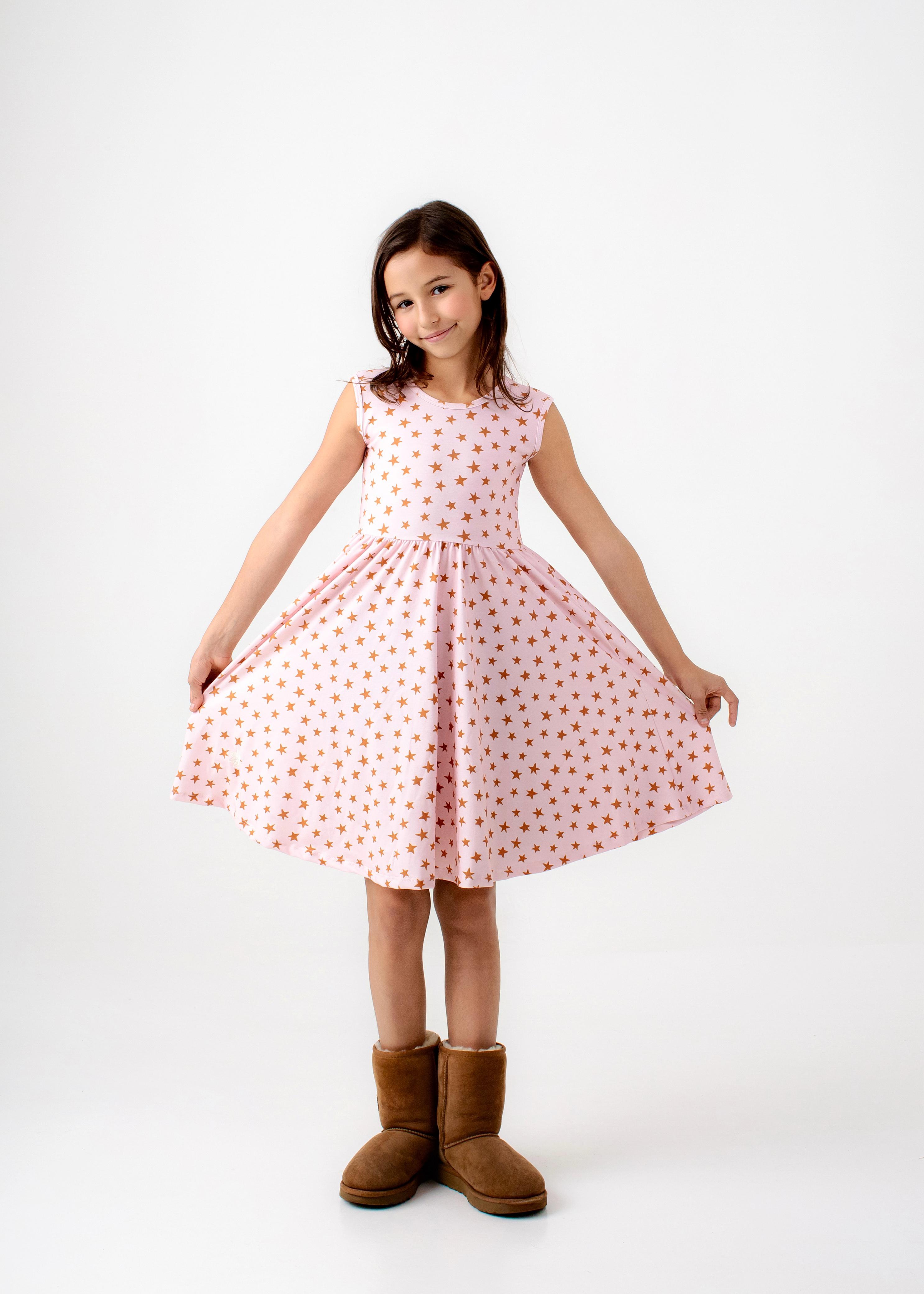VESTIDO BALLET ESTRELLAS ROSA MANGA SISA