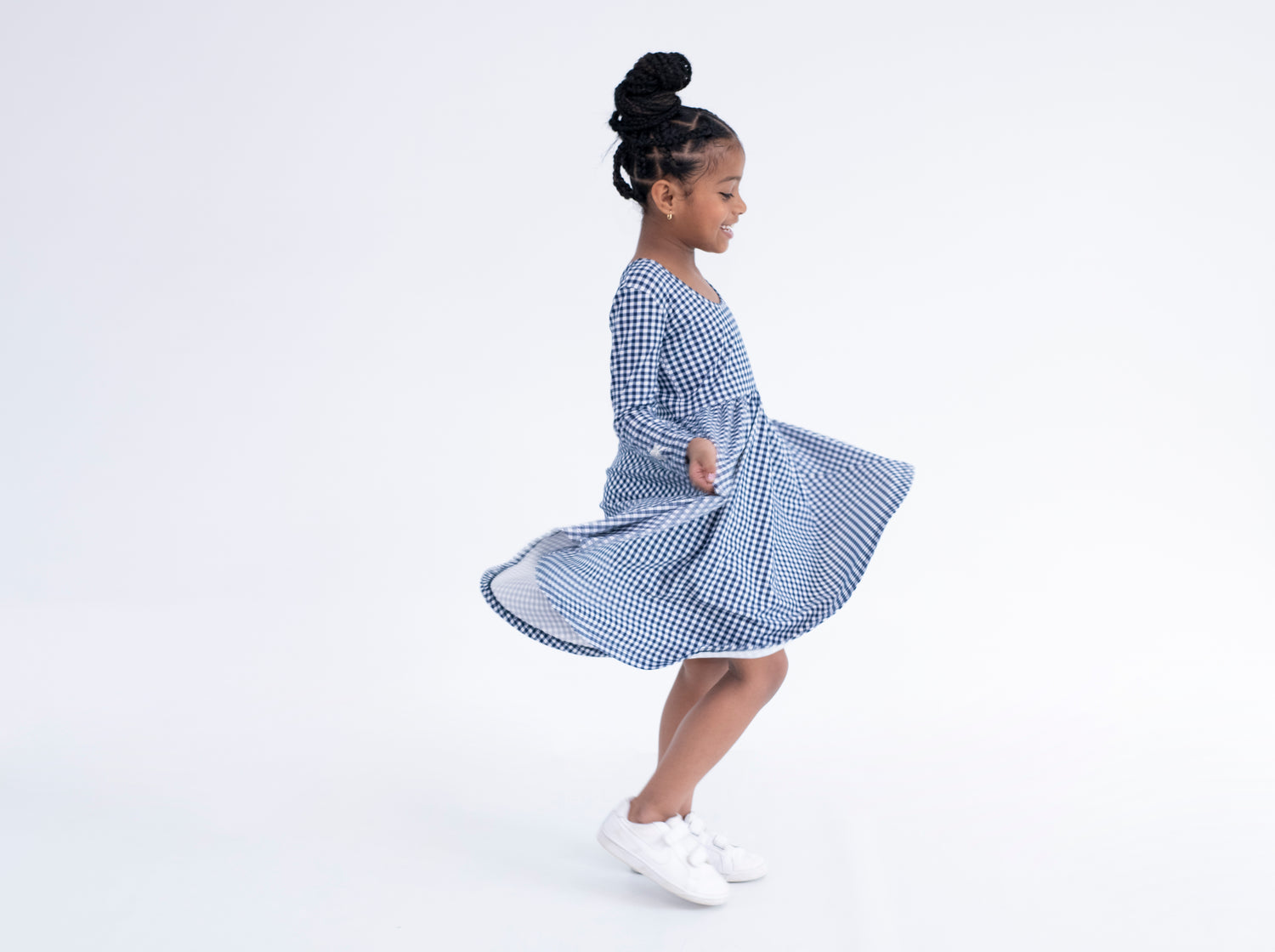 VESTIDO BALLET CUADROS AZULES