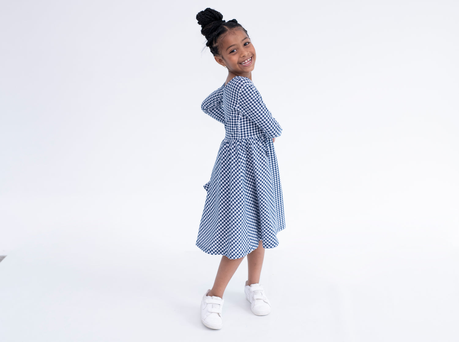 VESTIDO BALLET CUADROS AZULES