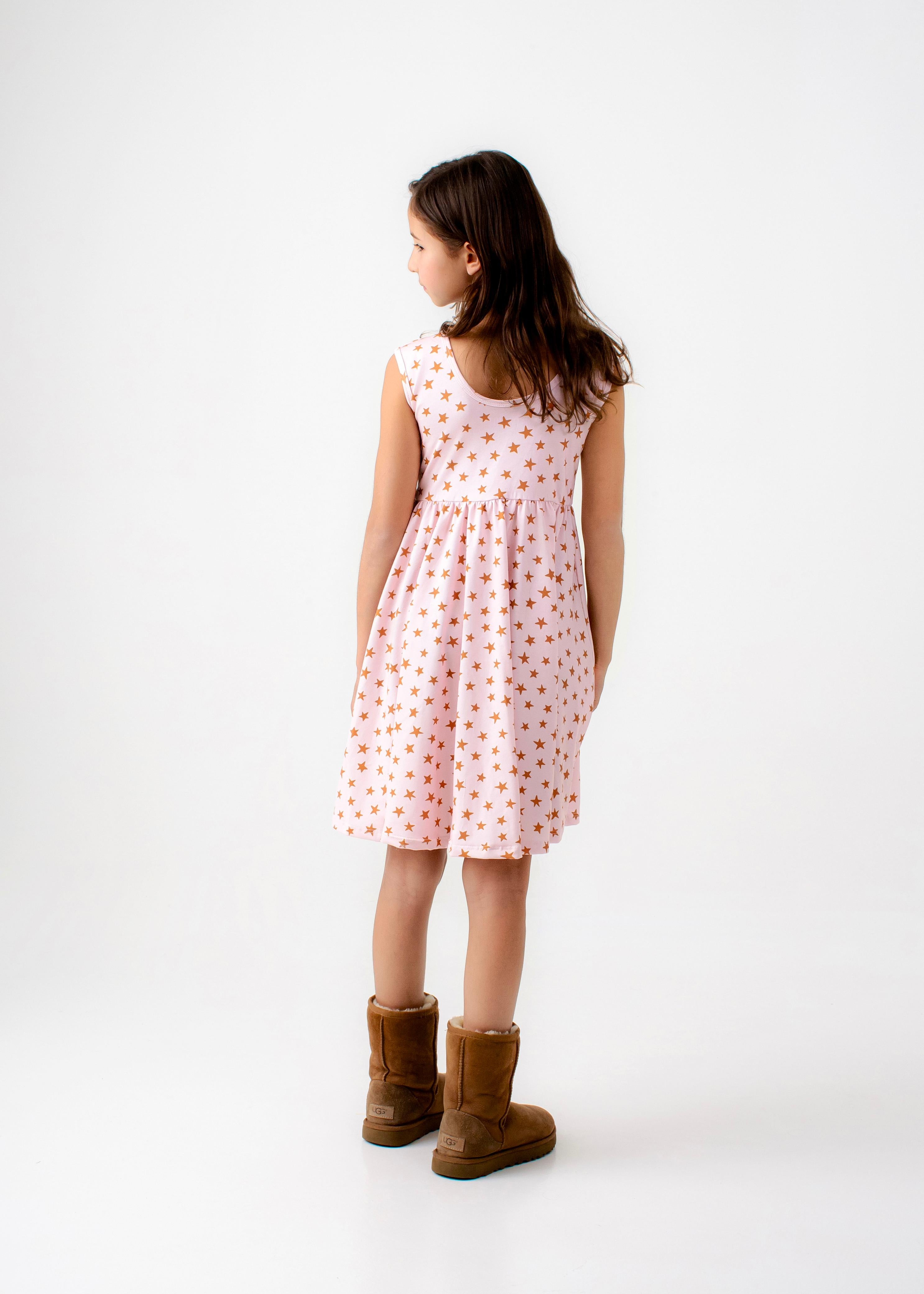 VESTIDO BALLET ESTRELLAS ROSA MANGA SISA