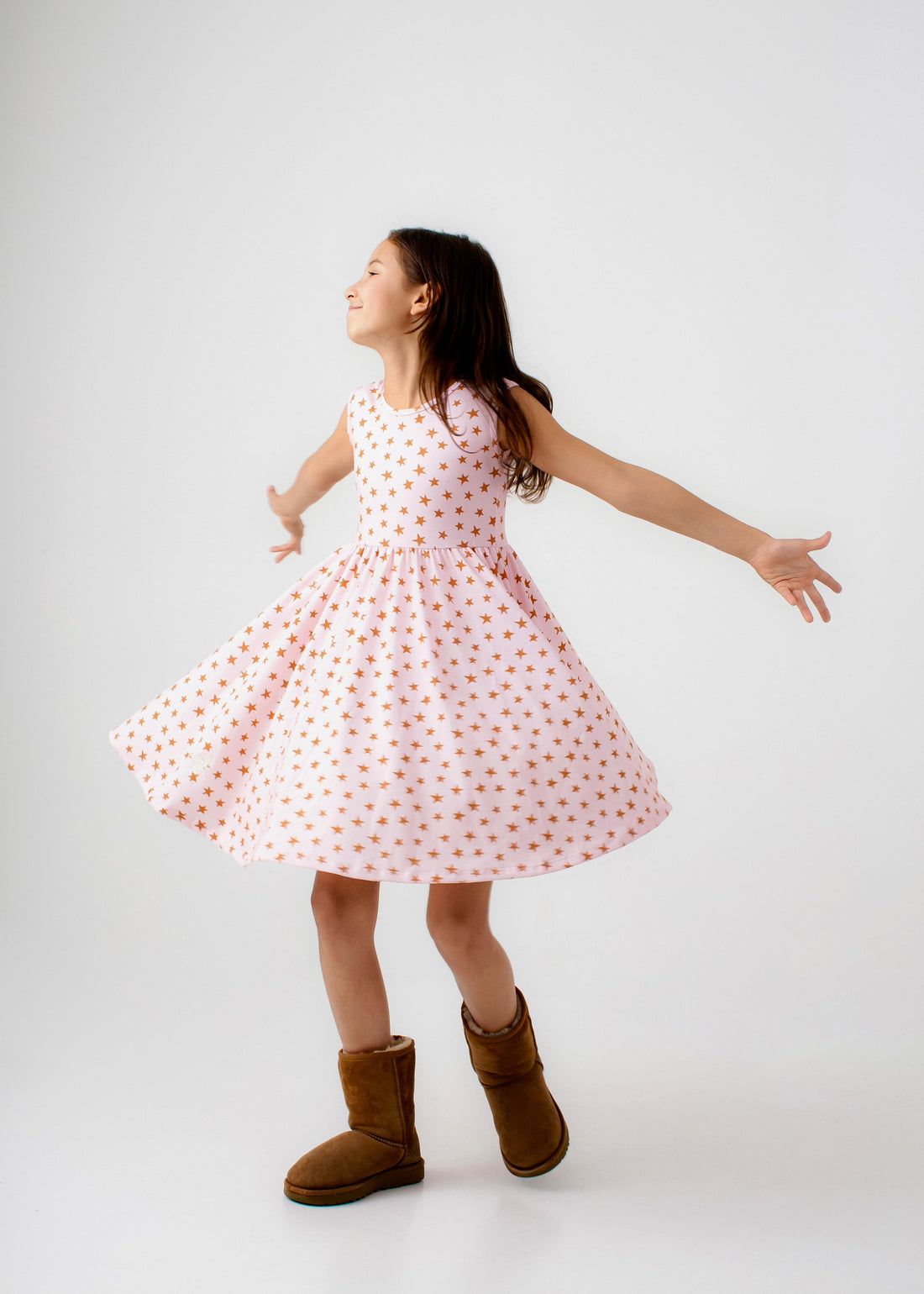 VESTIDO BALLET ESTRELLAS ROSA MANGA SISA