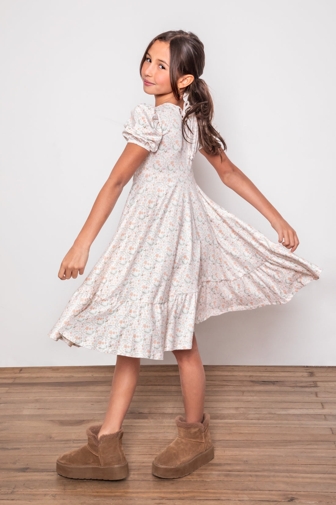 VESTIDO JOSEFINA CREMA FLORAL