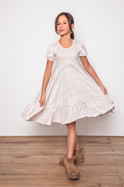 VESTIDO JOSEFINA CREMA FLORAL