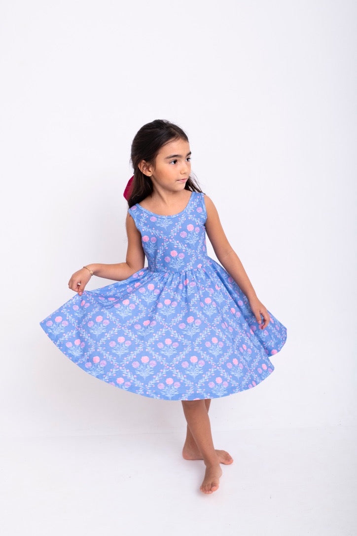 VESTIDO SUNSET DRESS FLORAL BLUE